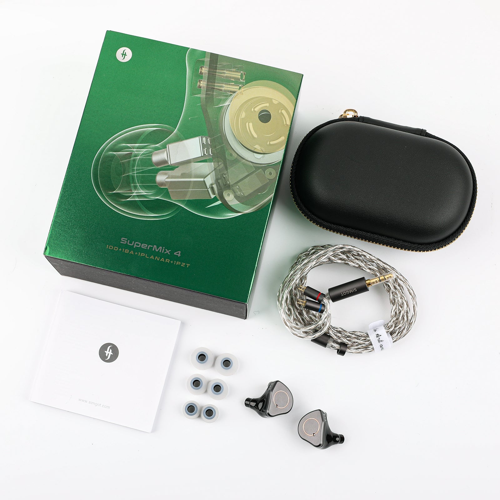 SIMGOT SuperMix 4 | 1 DD+1 BA+1 Planar +1 PZT Hybrid Drivers Earphones